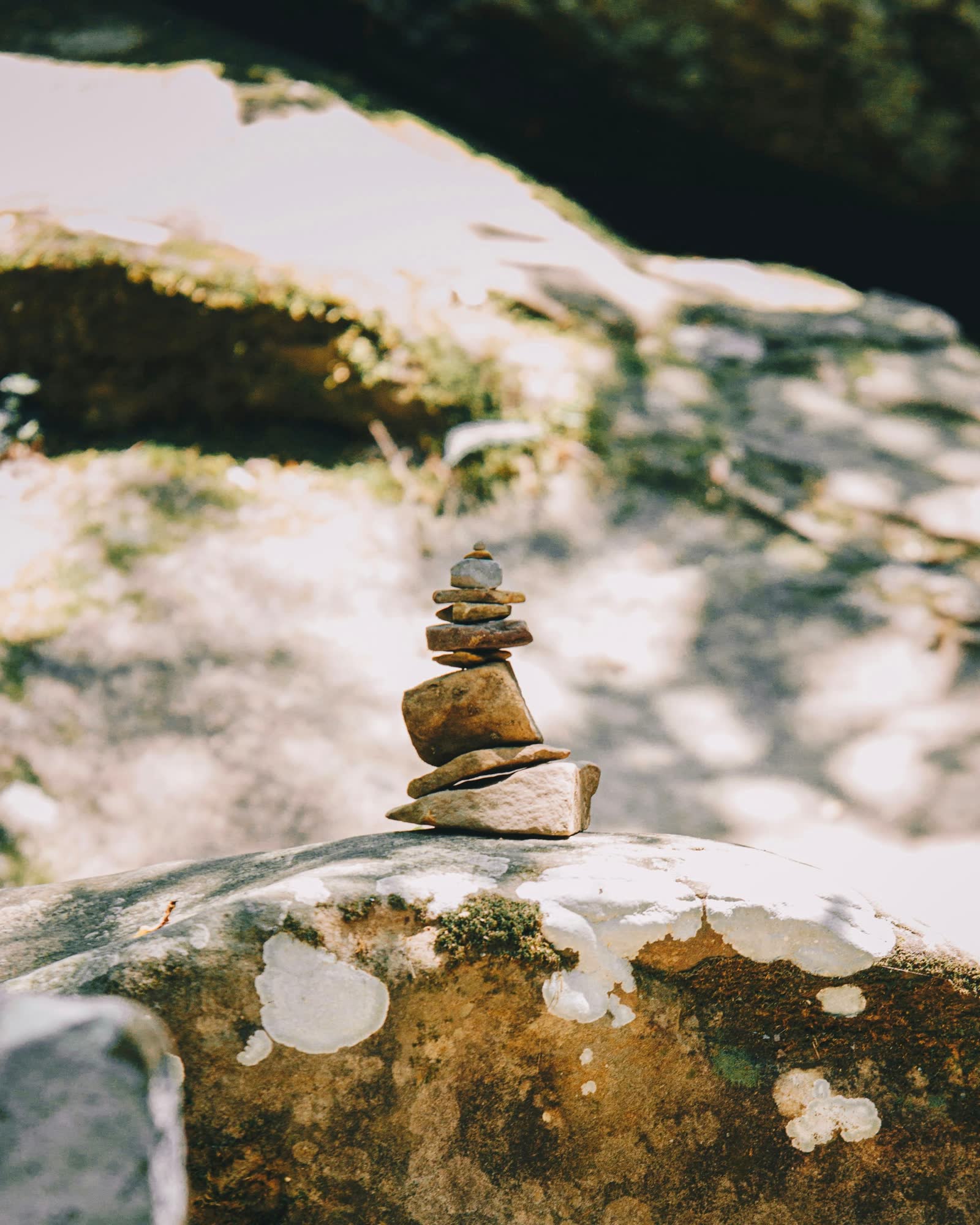 Stacked river stones