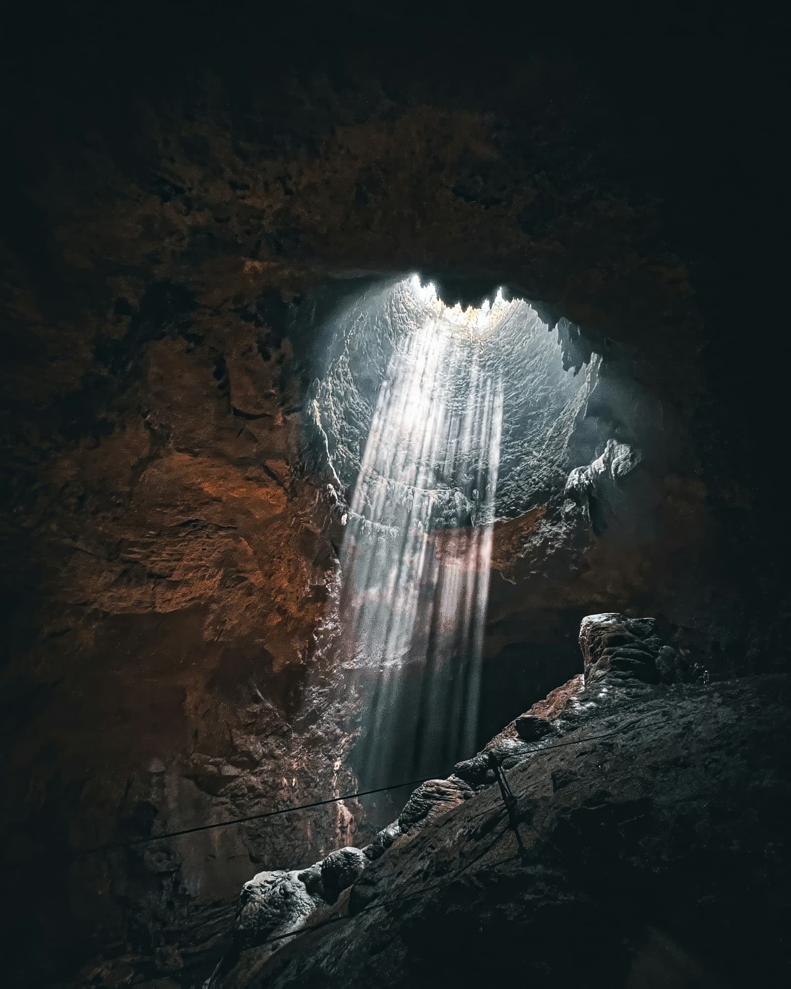 A shaft of light in a cave